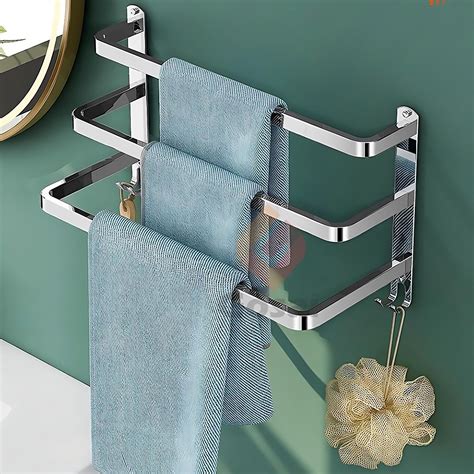FORTUNE Stainless Steel 4-Arm Bathroom Swing Hanger Towel Bar/Wall ...