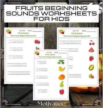 Fruits Beginning sounds worksheets for kids by English For Kids ABC