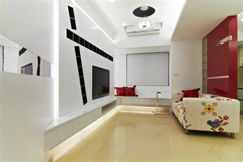 180平米四居现代风格客厅嵌入式电视背景墙设计图_装信通网效果图