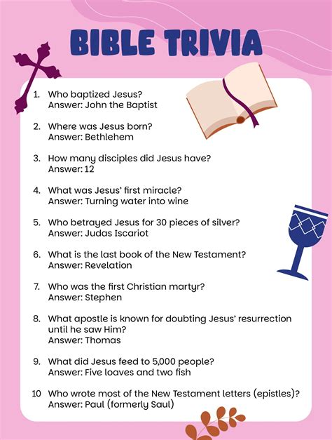 Youth Bible Trivia Questions - 10 Free PDF Printables | Printablee