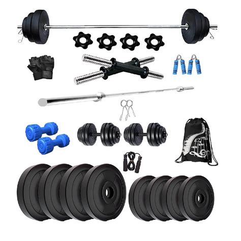 Bodyfit 22KG Weight Plates Exercise Set Combo 3Ft Plain Rod Home Gym F ...