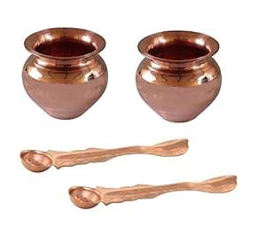 Buy De-Ultimate Combo of 2 Pcs Copper Panch Patra Spoon with 2 Pcs ...