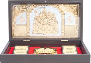 Golden peacock 24-Ct Gold-Toned Gold Foil Om Namah Shivay Pooja Box ...