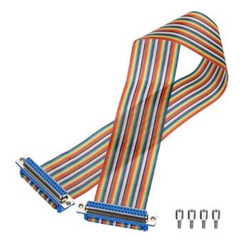 MECCANIXITY 1 Pcs IDC Rainbow Wire Flat Ribbon Cable DB37 Female to ...