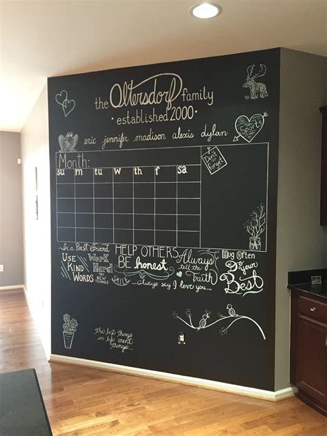 Chalkboard calendar wall | Chalkboard organizer wall, Chalkboard wall ...