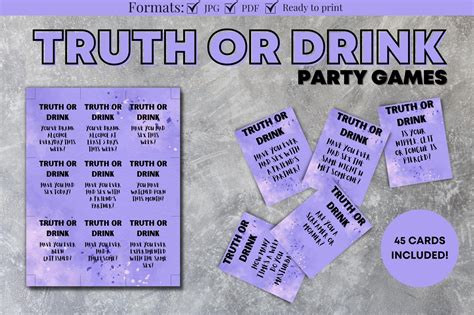 Truth or Drink Drinking Game Printable Graphic by kkdigitalprints ...