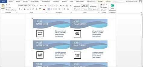 MS Word Business Card Template 的图像结果