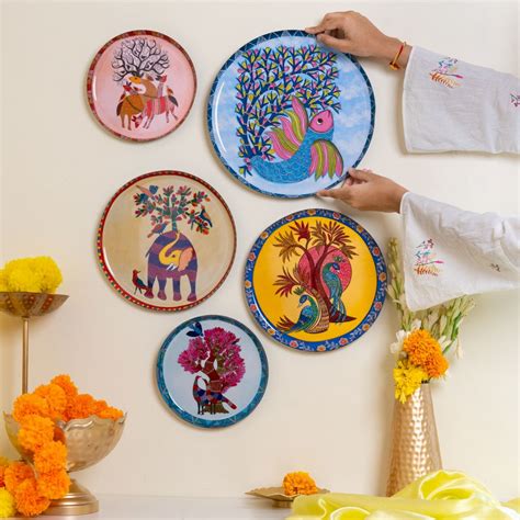 RITUALISTIC Gondh Wall Plates (Multicolor) - Set of 5 |Decor plates ...