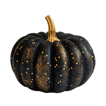 Black Pumpkin With Gold Glitter For Festive Decor, Pumpkin, Black, Gold ...