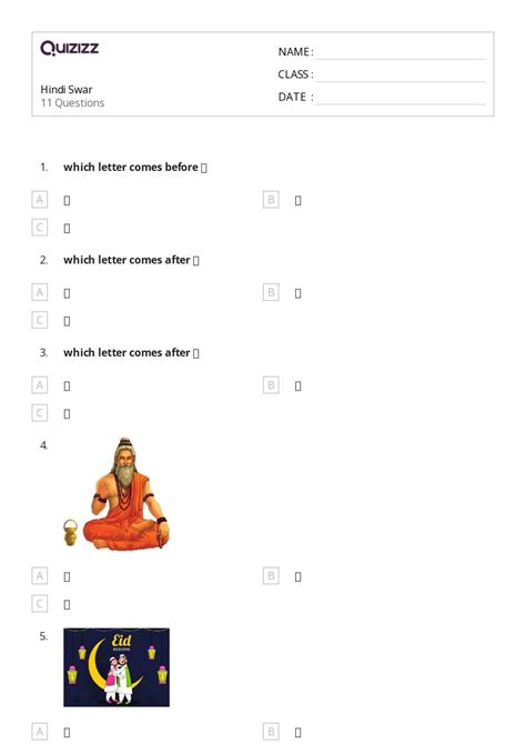 50+ Hindi worksheets for Kindergarten on Quizizz | Free & Printable