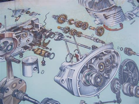 original MZ Plakat Explosionszeichnung Motor ES 175/2 250/2 - DDR