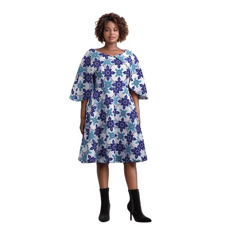 Bintarealwax African Women's Knee Length Dress Shawl Collar Dress ...