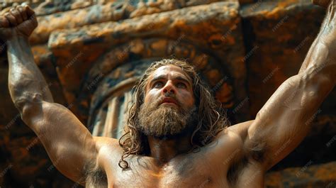 Photograph of Samson Pushing down the pillars of the temple Bible story ...