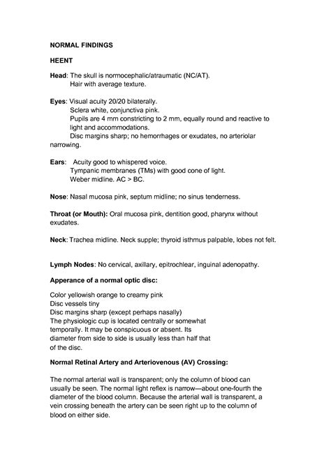 SOLUTION: Heent normal findings - Studypool