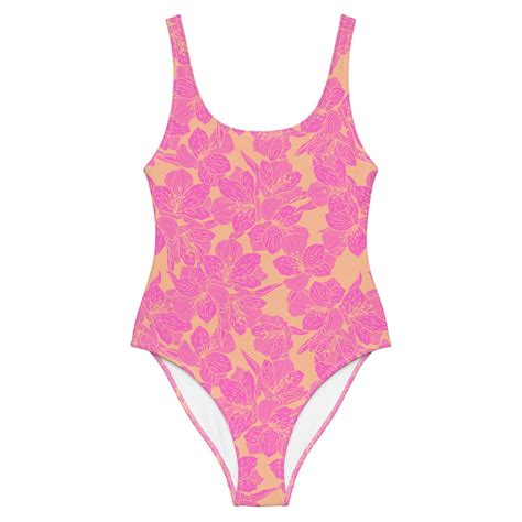 Boho Flower One-piece Swimsuit in Peach Fuzz Effortless Summer Style ...