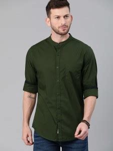 Roadster Men Solid Casual Dark Green Shirt - Buy Roadster Men Solid ...