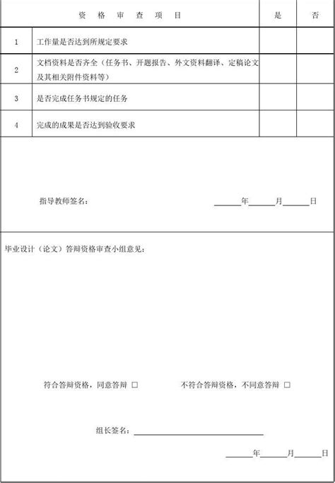 大学毕业论文(设计)答辩资格审查表_文档之家