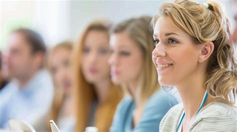 Professionals honing body language skills in classroom for effective ...