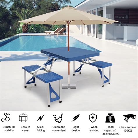Buy 135.5×83×65.5cm Portable Folding Camping Picnic Table Camping ...