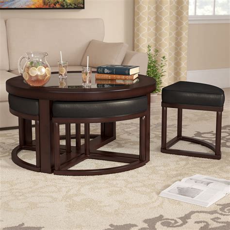 Coffee Table With Nesting Stools