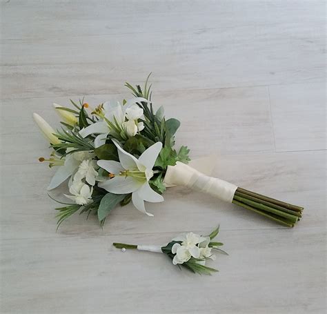 White Lily Bridal Bouquet silk Casablanca winter destination Wedding ...