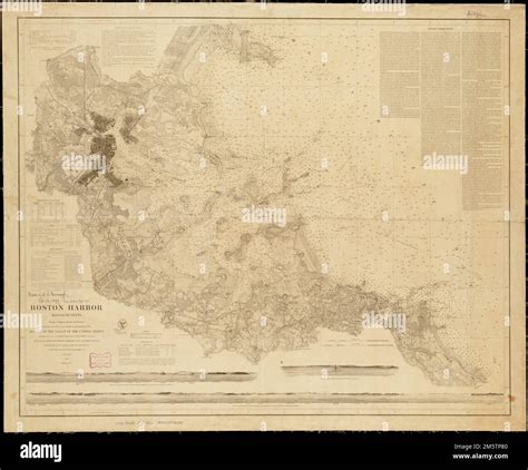 Boston Harbor, Massachusetts. Depths shown by soundings. Relief shown by hachures. Includes text ...