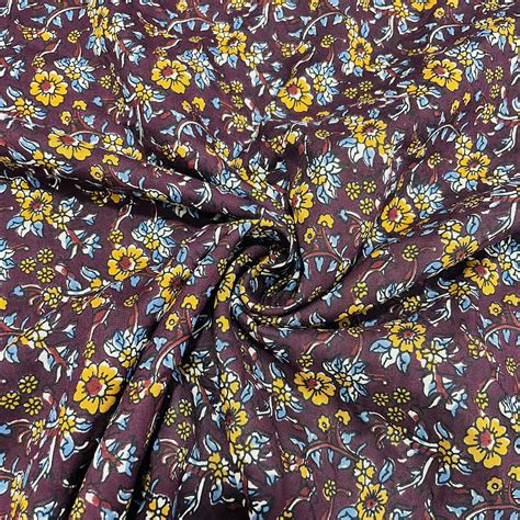 Buy Purple Yellow Floral Print Rayon Fabric TU-11652 Online – TradeUNO ...