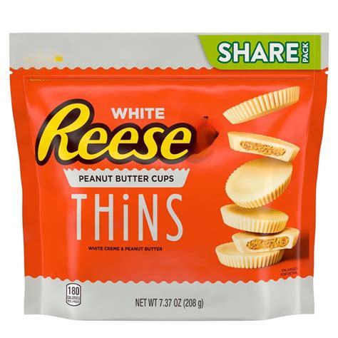 Reese Thins White Chocolate Creme Smooth Rich Peanut Butter Cups Share ...