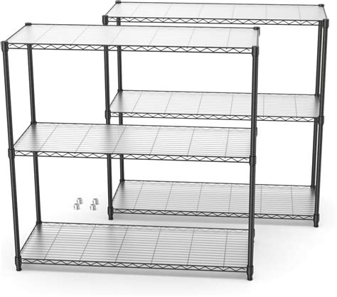 Amazon.com: 3 Tier NSF Metal Shelf Wire Shelving Unit - Black Set of 2 ...