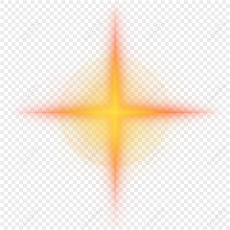 Cartoon Golden Four-pointed Star Light Effect Golden Stars Light Source ...