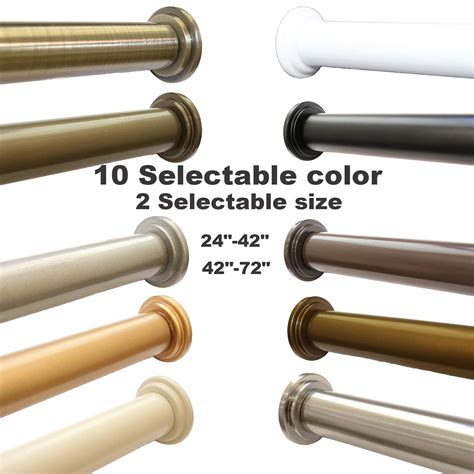 24"-42"/ 42"-72" Adjustable Curtain Rod Spring Tension Shower Curtain ...