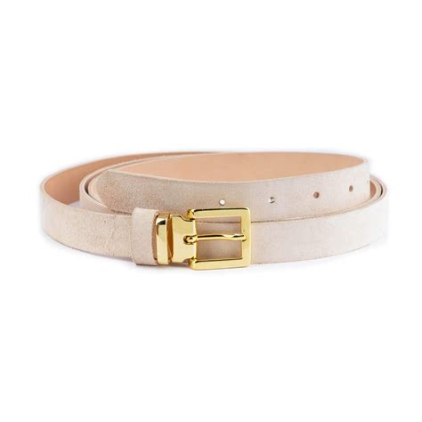 Buy Natural Color Suede Leather Belt With Gold Buckle ...