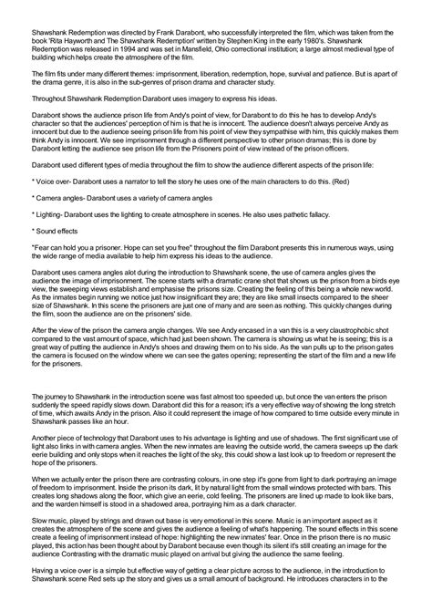 SOLUTION: Shawshank redemption was directed by frank darabont who ...