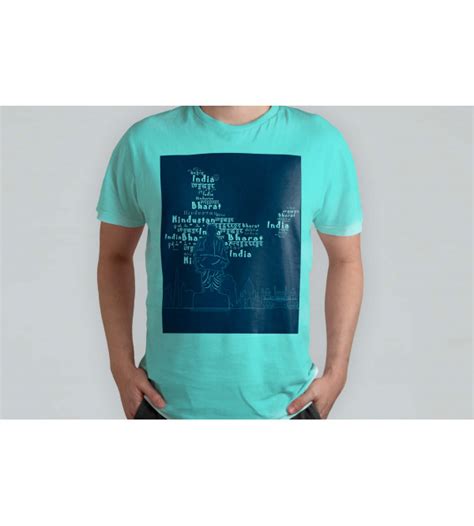 Cotton Tshirt Turquise Indian Map Sardar Patel Med