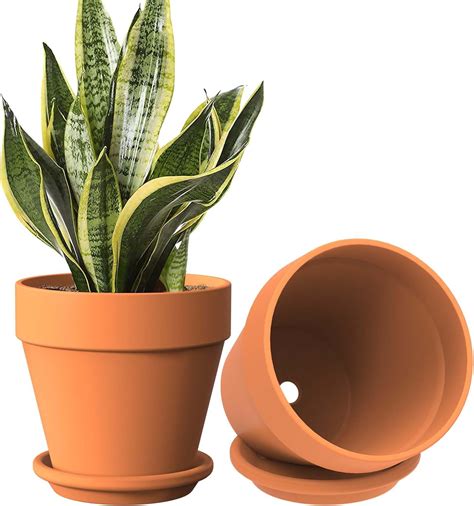 Amazon.com: Ysditrk 2 Pack Large Terracotta Pots with Saucer for Plants ...