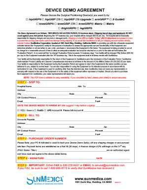 DEVICE DEMO AGREEMENT - Fill and Sign Printable Template Online