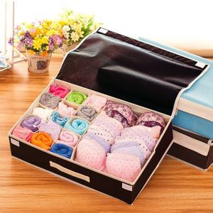 Crownsy Lingerie Storage Organizer With Lid Non-Woven Drawer Dividers ...