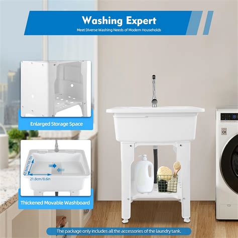 CRYBY Plastic Laundry Sink with Washboard, Freestanding India | Ubuy