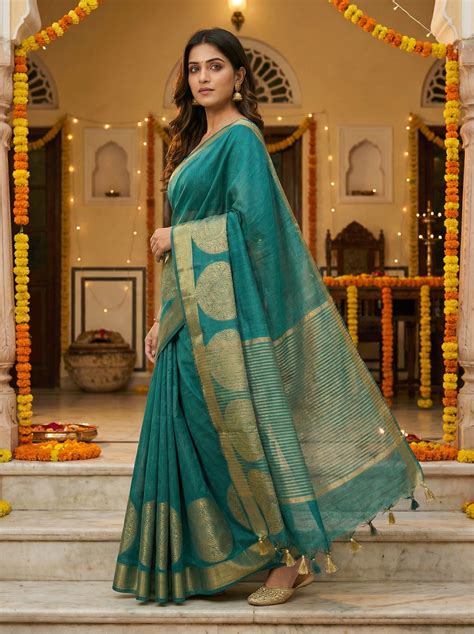 MIMOSA Women's Woven Design Kanjivaram Style Art Silk Saree with Blous ...