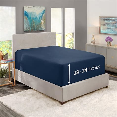 Amazon.com: Nestl Extra Deep Pocket King Fitted Sheet, Navy Fitted ...