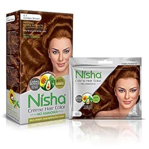 Nisha Creme Hair Color Combo Pack of Golden Brown 120gm Jumbo + 40gm ...
