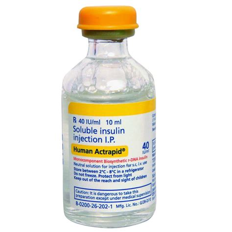 Human Actrapid 40IU/ml Solution for Injection 10 ml Price, Uses, Side ...
