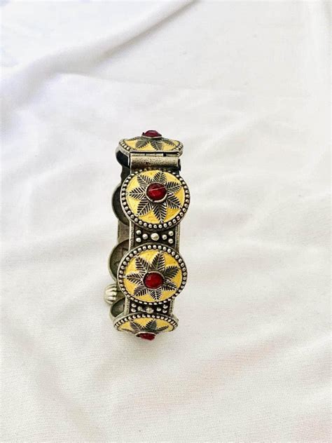 Buy Oxidised Tribal Bangle With Red Stones Online - Ishhaara