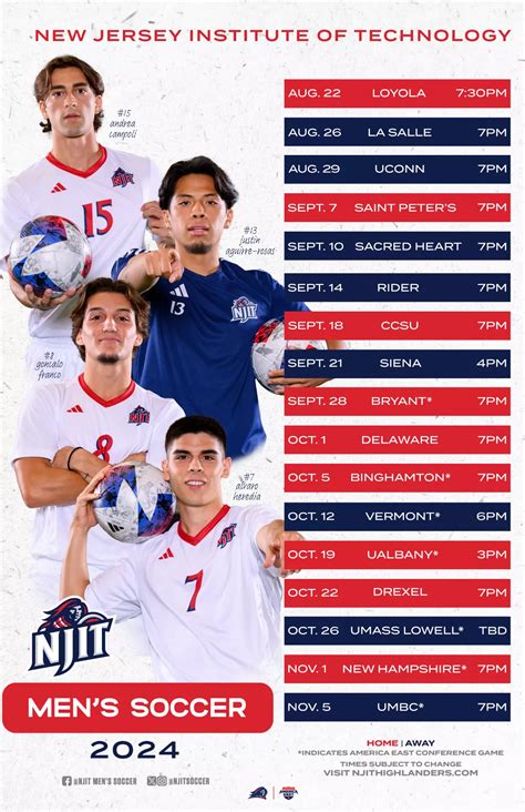 NJIT Men’s Soccer Unveils 2024 Schedule - New Jersey Institute of ...
