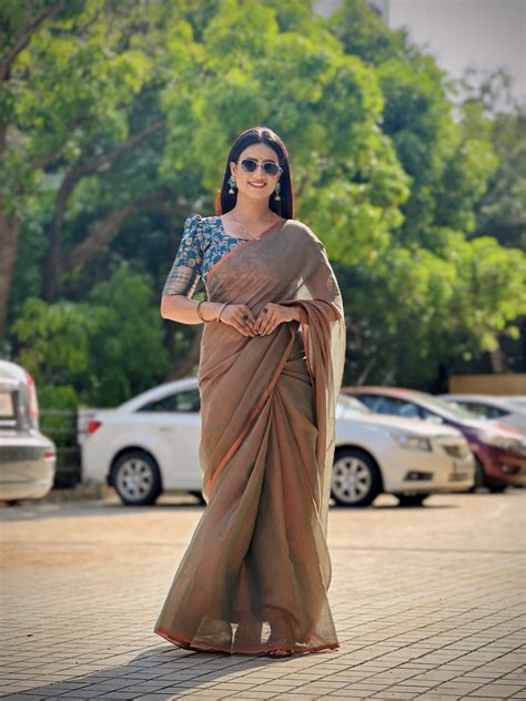 Wedding Wear Beige Color Zari Tissue Saree With Banarasi Silk Blouse ...