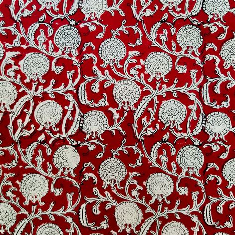 Pure Cotton Bagru Rust With Cream Onion Intricate Jaal Hand Block Prin ...