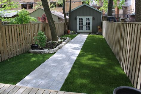 Fake grass, artificial grass, astroturf in our shady narrow backyard ...