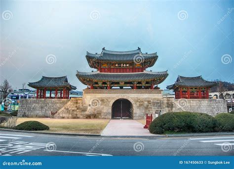 Aerial View of Pungnammun Traditional Korean Gate in Jeonju Hanok ...