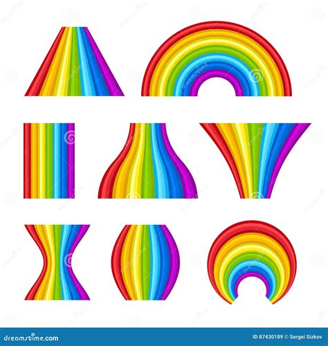 Different Shape of Rainbows Set on White Background. Vector Stock ...