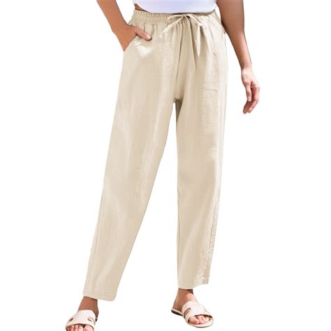 Huankd Petite Pants For Women Linen Pants Women Petite Straight Leg ...